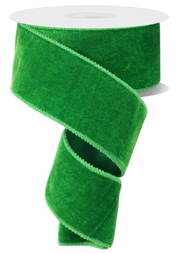 Doppelseitiges Samtband aus Samt und Satin, doppelseitig, mit Draht, für Weihnachten und den täglichen Gebrauch, Kränze, Schleifen und Dekorationen (Smaragdgrün, 6,3 cm x 9,1 m) von RG Ribbon