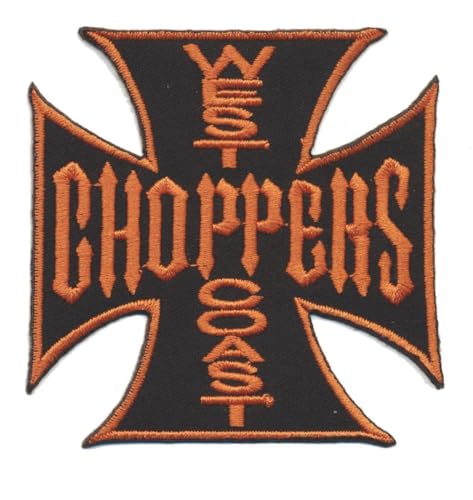 German Cross Kreuz Patch Aufnäher Bügelbild Motorrad Biker Kutte Chopper black orange von RG20