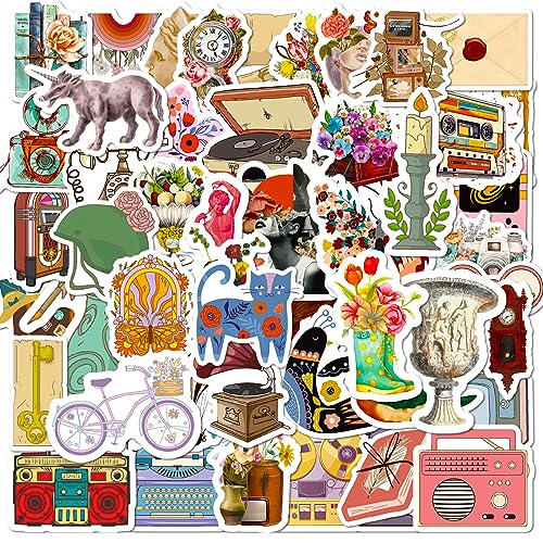 RGBEE Aesthetic Sticker Set 50 Stücke, Wasserfeste Retro Anime Sticker Klein Vinyl Graffiti Aufkleber für Laptop Macbook Koffer Helm Motorrad Skateboard Auto Fahrrad Boho Tumblr Sticker von RGBEE