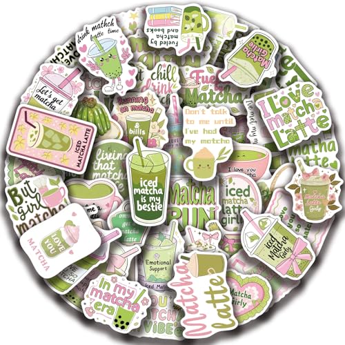 RGBEE Matcha Sticker Set 50 Stücke, Aesthetic Grün Wasserfeste Aufkleber für Laptop Scrapbooking Journal Kindle Macbook Koffer Helm Motorrad Skateboard Fahrrad Tumblr Stickerbomb RGBEE Matcha Sticker Set 50 Stücke, Aesthetic Grün Wasserfeste Aufkleber für Laptop Scrapbooking Journal Kindle Macbook Koffer Helm Motorrad Skateboard Fahrrad Tumblr Stickerbomb von RGBEE