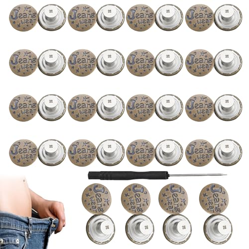 20 Stück Jeansknöpfe, Metall-Ersatzknöpfe mit Schraubendreher, kein Nähen, einziehbare Knopfnadeln, Schnappverschluss für Jeans, Kleidung, DIY-Nähreparaturen, Hosenbund, Knopffixierung 20 Stück Jeansknöpfe, Metall-Ersatzknöpfe mit Schraubendreher, kein Nähen, einziehbare Knopfnadeln, Schnappverschluss für Jeans, Kleidung, DIY-Nähreparaturen, Hosenbund, Knopffixierung von RGEVGER