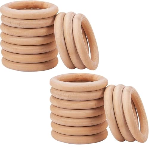 20 Stück natürliche Holzringe, massives unlackiertes Holz, Beißringe, Holzring zum Basteln, runde Verbindungsstücke, Makramee-Ring, für DIY Kunst und Handwerk, Schmuckherstellung, Ornamente 20 Stück natürliche Holzringe, massives unlackiertes Holz, Beißringe, Holzring zum Basteln, runde Verbindungsstücke, Makramee-Ring, für DIY Kunst und Handwerk, Schmuckherstellung, Ornamente von RGEVGER