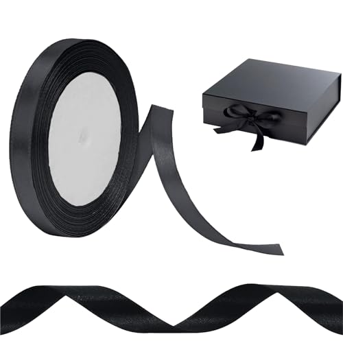 Schwarzes Band, dünnes schwarzes Polyesterband, Ballonbänder, für Geschenkverpackungen, Basteln, Haarschleifen, Luftballons, Nähen, Kränze, Kuchen, Hochzeit, Party, Dekoration, 10 mm x 22 m Schwarzes Band, dünnes schwarzes Polyesterband, Ballonbänder, für Geschenkverpackungen, Basteln, Haarschleifen, Luftballons, Nähen, Kränze, Kuchen, Hochzeit, Party, Dekoration, 10 mm x 22 m von RGEVGER