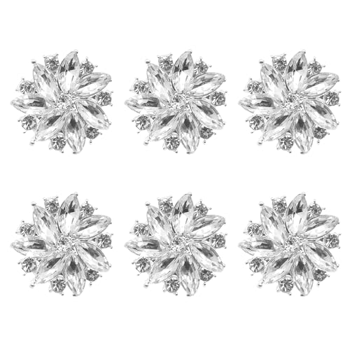Strassknöpfe, 6-teiliges Set, Blume, Kristall, zum Aufnähen, Silberfarben, modische Kralle, Schneeflocke, Metallknöpfe für Bastelarbeiten, perfekt für Kleider, Schals, Taschen und Strassknöpfe, 6-teiliges Set, Blume, Kristall, zum Aufnähen, Silberfarben, modische Kralle, Schneeflocke, Metallknöpfe für Bastelarbeiten, perfekt für Kleider, Schals, Taschen und von RGEVGER