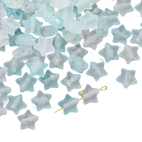 RGYBAO 1 Stück Acryl-Perlen in Sternform mit fünf Punkten, Farbverlauf, funkelndes Gold-Finish, Bastelzubehör für handgefertigte Schmuckherstellung von RGYBAO