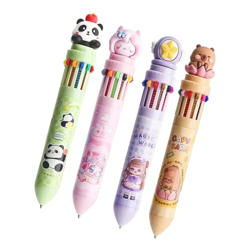 RGYBAO 4 x 0,5 mm mehrfarbige einziehbare Kugelschreiber, 10-in-1, 12-in-1-Kugelschreiber für Schule, Lernen und Arbeitseffizienz von RGYBAO
