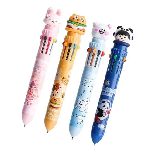 RGYBAO 4 x 0,5 mm mehrfarbige einziehbare Kugelschreiber, 10-in-1, 12-in-1-Kugelschreiber für Schule, Lernen und Arbeitseffizienz von RGYBAO