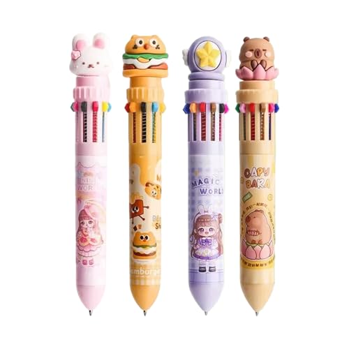 RGYBAO 4 x 0,5 mm mehrfarbige einziehbare Kugelschreiber, 10-in-1, 12-in-1-Kugelschreiber für Schule, Lernen und Arbeitseffizienz von RGYBAO