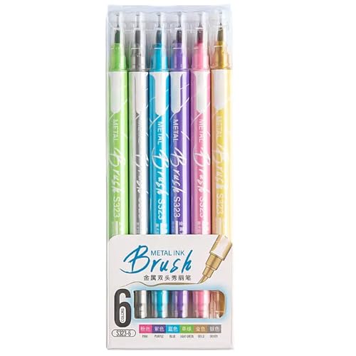 RGYBAO Doppelseitiger Glitzer-Textmarker, 6/12/24 Farben, metallischer Marker, Pinselstift für Scrapbooking, Tagebuch, Planer, Kartenherstellung RGYBAO Doppelseitiger Glitzer-Textmarker, 6/12/24 Farben, metallischer Marker, Pinselstift für Scrapbooking, Tagebuch, Planer, Kartenherstellung von RGYBAO