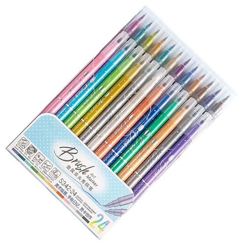 RGYBAO Doppelseitiger Glitzer-Textmarker, 6/12/24 Farben, metallischer Marker, Pinselstift für Scrapbooking, Tagebuch, Planer, Kartenherstellung RGYBAO Doppelseitiger Glitzer-Textmarker, 6/12/24 Farben, metallischer Marker, Pinselstift für Scrapbooking, Tagebuch, Planer, Kartenherstellung von RGYBAO