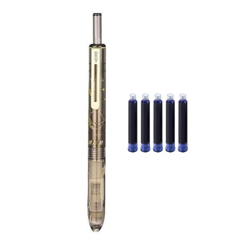 RGYBAO Einziehbarer Füllfederhalter mit 5 Tintenpatronen, 0,38 mm, Metall-Füllfederhalter, einziehbare Tinte, Stift zum Schreiben von Journaling von RGYBAO