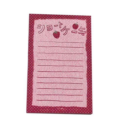RGYBAO Erdbeer-Notizblock, einfache Haftnotizen, koreanischer Stil, Haftblock, Schreibblock, schöner Notizblock, Papierblock für die Schule von RGYBAO