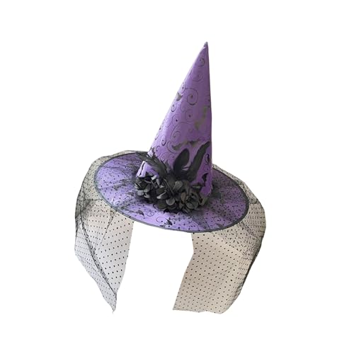 RGYBAO Halloween-Partyhut Hexenhut mit aufwändiger Designanpassung für Cosplays, Feier, schöne Hexe mit weichem Stoff von RGYBAO