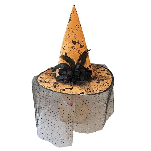 RGYBAO Halloween-Partyhut Hexenhut mit aufwändiger Designanpassung für Cosplays, Feier, schöne Hexe mit weichem Stoff von RGYBAO