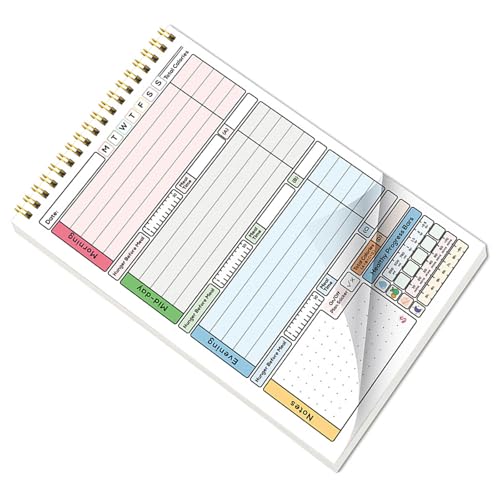 RGYBAO Notizbuch mit 5 Gewohnheiten-Trackern, Notizbuch mit Spiralbindung, tägliche Gewohnheiten-Tracker, Kalorienplaner, Zeitpläne, Notizblock von RGYBAO
