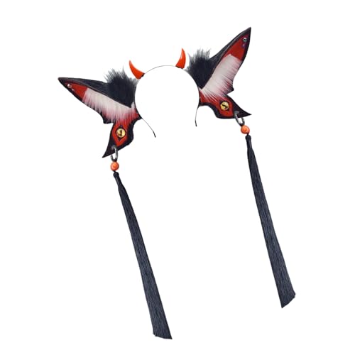 RGYBAO Schmetterlings-Stirnbänder, Partykleidung, Teufelsauge, lange Quasten, Kopfbedeckung für Musik, Festivals, Foto-Requisiten für Halloween, Fotografie, Kinder, Tierohr-Stirnband von RGYBAO
