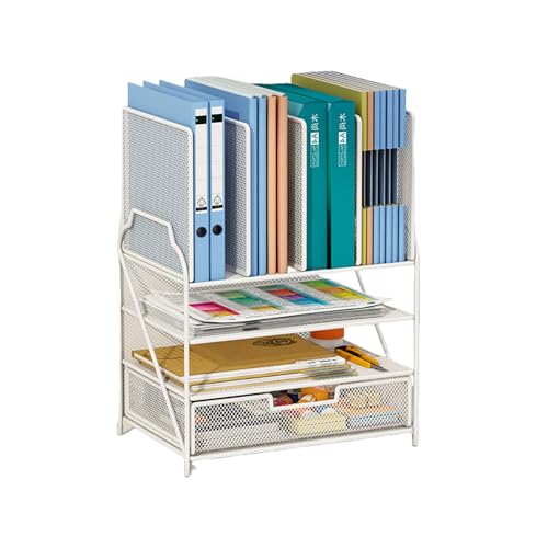 RGYBAO Schreibtisch-Organizer Aktenhalter Große Kapazität Papier Briefablage mit Schublade und Stifthaltern Bürobedarf für Bibliothek Wohnheim von RGYBAO