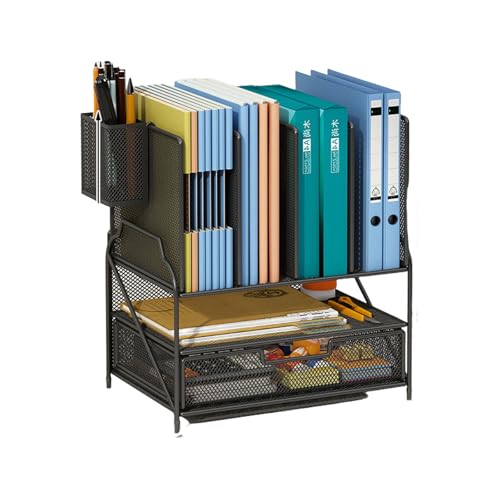 RGYBAO Schreibtisch-Organizer Aktenhalter Große Kapazität Papier Briefablage mit Schublade und Stifthaltern Bürobedarf für Bibliothek Wohnheim von RGYBAO