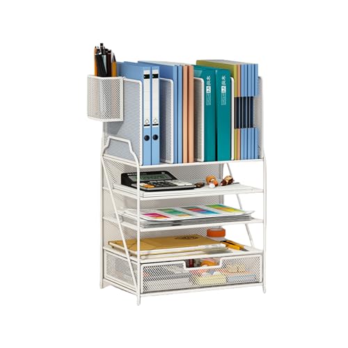 RGYBAO Schreibtisch-Organizer Aktenhalter Große Kapazität Papier Briefablage mit Schublade und Stifthaltern Bürobedarf für Bibliothek Wohnheim von RGYBAO