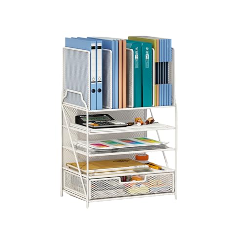 RGYBAO Schreibtisch-Organizer Aktenhalter Große Kapazität Papier Briefablage mit Schublade und Stifthaltern Bürobedarf für Bibliothek Wohnheim von RGYBAO