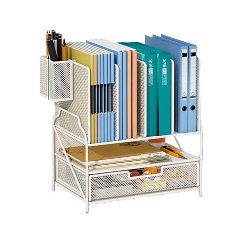 RGYBAO Schreibtisch-Organizer Aktenhalter Große Kapazität Papier Briefablage mit Schublade und Stifthaltern Bürobedarf für Bibliothek Wohnheim von RGYBAO