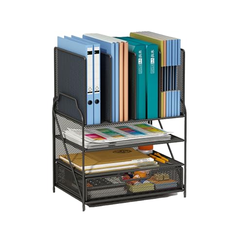 RGYBAO Schreibtisch-Organizer Aktenhalter Große Kapazität Papier Briefablage mit Schublade und Stifthaltern Bürobedarf für Bibliothek Wohnheim von RGYBAO