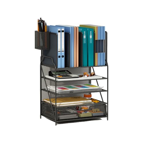RGYBAO Schreibtisch-Organizer Aktenhalter Große Kapazität Papier Briefablage mit Schublade und Stifthaltern Bürobedarf für Bibliothek Wohnheim von RGYBAO