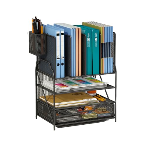 RGYBAO Schreibtisch-Organizer Aktenhalter Große Kapazität Papier Briefablage mit Schublade und Stifthaltern Bürobedarf für Bibliothek Wohnheim von RGYBAO