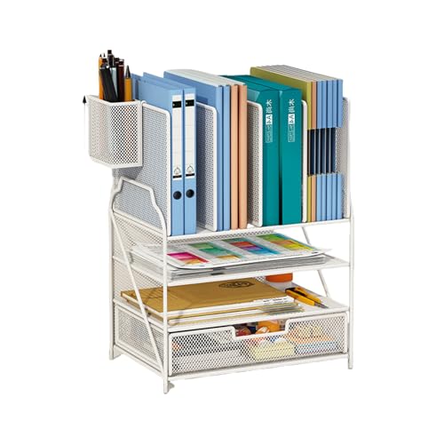 RGYBAO Schreibtisch-Organizer Aktenhalter Große Kapazität Papier Briefablage mit Schublade und Stifthaltern Bürobedarf für Bibliothek Wohnheim von RGYBAO
