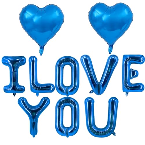 RHBALLOON Blaue Herz-Luftballons, 'Ich liebe dich' Valentinstagsballons, 10 Stück, Unisex-Erwachsene, Hochzeits- und Partydekoration, Ballon-Sets von RHBALLOON
