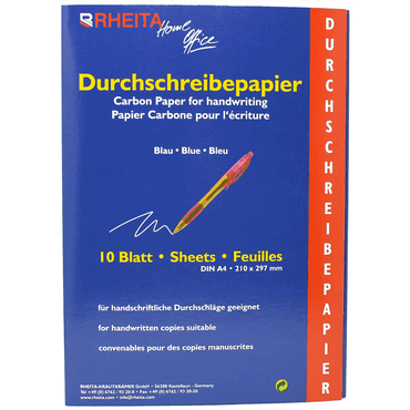 RHEITA Durchschreibepapier - A4 10 Blatt blau. von RHEITA