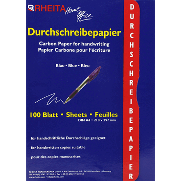 RHEITA Durchschreibepapier - A4 100 Blatt blau. von RHEITA