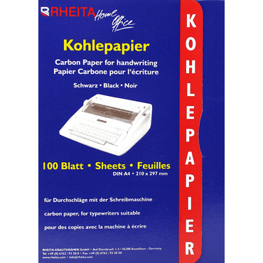 RHEITA Kohlepapier - A4 100 Blatt schwarz. von RHEITA