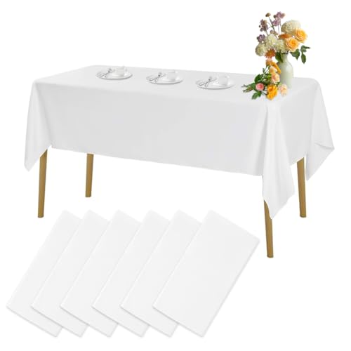 6 Stück Tischdecke Weiß für Bierzeltgarnitur, Tischdecke Biertisch Einweg, Plastik Weisse Tischdecken für Party, Rechteckig Tischtuch, 137 * 274cm, für Haushalt, Gastronomie, Hochzeiten, Feste 6 Stück Tischdecke Weiß für Bierzeltgarnitur, Tischdecke Biertisch Einweg, Plastik Weisse Tischdecken für Party, Rechteckig Tischtuch, 137 * 274cm, für Haushalt, Gastronomie, Hochzeiten, Feste von RHHGHY
