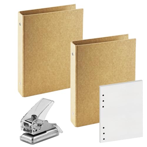 2 Stück Ringbuch A5 NachfüLlbar, NachfüLlbar Kraftpapier, 6 Ringen Ringordner A5, Ringmappe A5, Ringhefter A5, mit Punch und 80 Blatt, für Schule, Büro 2 Stück Ringbuch A5 NachfüLlbar, NachfüLlbar Kraftpapier, 6 Ringen Ringordner A5, Ringmappe A5, Ringhefter A5, mit Punch und 80 Blatt, für Schule, Büro von RHHGHY