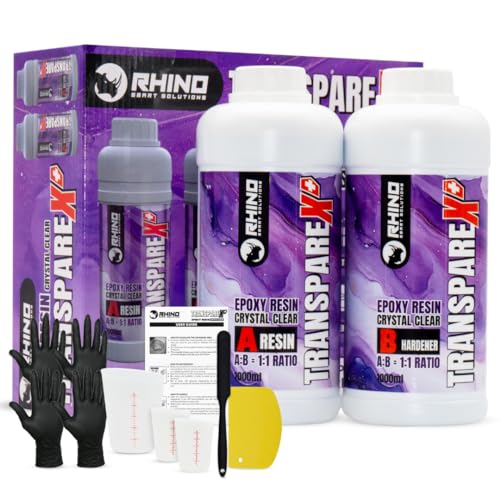 RHINO Smart Solutions TRANSPAREX+ 2000ml Epoxidharz Set 1:1 Resin 1.000ml Kristallklar mit Härter 1.000ml für Gießen Beschichtung DIY Malerei Handwerk Holz Deko Tischplatte | Ink Zubehör Kunstharz RHINO Smart Solutions TRANSPAREX+ 2000ml Epoxidharz Set 1:1 Resin 1.000ml Kristallklar mit Härter 1.000ml für Gießen Beschichtung DIY Malerei Handwerk Holz Deko Tischplatte | Ink Zubehör Kunstharz von RHINO Smart Solutions