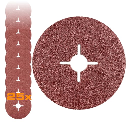 RHODIUS KFS | 25 Stück Ø 125 mm K40 Fiberscheiben | für Winkelschleifer | Schleifscheibe Metall | Fiberschleifscheibe, Schleifblatt RHODIUS KFS | 25 Stück Ø 125 mm K40 Fiberscheiben | für Winkelschleifer | Schleifscheibe Metall | Fiberschleifscheibe, Schleifblatt von RHODIUS