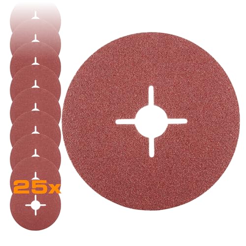 RHODIUS KFS | 25 Stück Ø 125 mm K60 Fiberscheiben | für Winkelschleifer | Schleifscheibe Metall | Fiberschleifscheibe, Schleifblatt RHODIUS KFS | 25 Stück Ø 125 mm K60 Fiberscheiben | für Winkelschleifer | Schleifscheibe Metall | Fiberschleifscheibe, Schleifblatt von RHODIUS