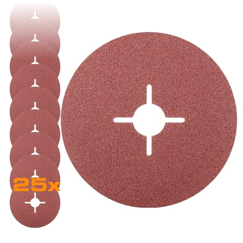 RHODIUS KFS | 25 Stück Ø 125 mm K80 Fiberscheiben | für Winkelschleifer | Schleifscheibe Metall | Fiberschleifscheibe, Schleifblatt von RHODIUS