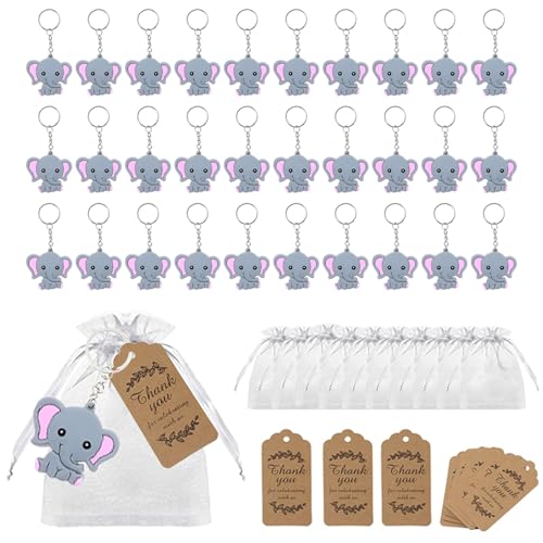 RHQFDM 30 Stücke Gastgeschenke Taufe Elefanten Schlüsselanhänger PVC Elefanten Anhänger Set Rosa Elefant Kinder Schlüsselanhänger mit Organza Beutel und Dankesanhänger aus Kraftpapier RHQFDM 30 Stücke Gastgeschenke Taufe Elefanten Schlüsselanhänger PVC Elefanten Anhänger Set Rosa Elefant Kinder Schlüsselanhänger mit Organza Beutel und Dankesanhänger aus Kraftpapier von RHQFDM