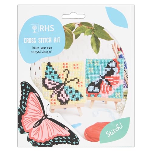 Royal Horticultural Society Mini-Kreuzstich-Set, Schmetterlinge und Motten Muster, für Kinder, Anfänger, Stickerei, Stickerei, Anfänger, Basteln, Zubehör, Garn, Leinwand, Nadel, Fäden Royal Horticultural Society Mini-Kreuzstich-Set, Schmetterlinge und Motten Muster, für Kinder, Anfänger, Stickerei, Stickerei, Anfänger, Basteln, Zubehör, Garn, Leinwand, Nadel, Fäden von RHS