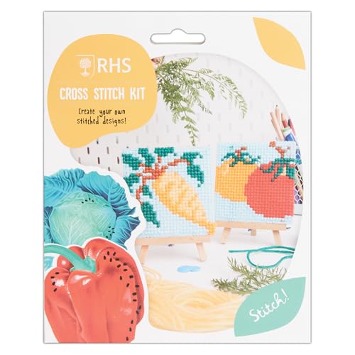Royal Horticultural Society Mini-Kreuzstich-Set, für Kinder, Anfänger, Stickerei-Starter-Bastelarbeiten, Zubehör enthält Garn, Leinwand, Nadel, Fäden Royal Horticultural Society Mini-Kreuzstich-Set, für Kinder, Anfänger, Stickerei-Starter-Bastelarbeiten, Zubehör enthält Garn, Leinwand, Nadel, Fäden von RHS
