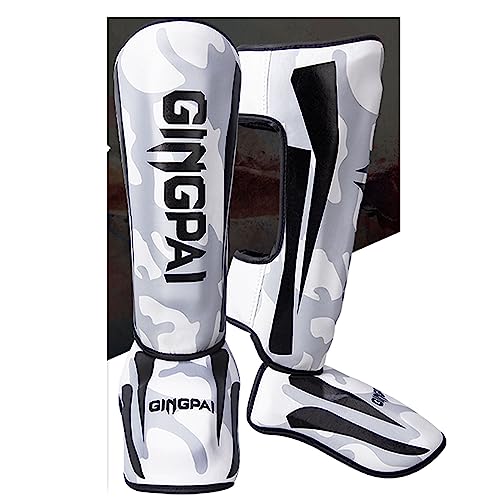 Schienbeinschoner für Muay Thai Schienbeinschoner für Kickboxen, Muay Thai, reißfestes PU-Leder, MMA-Bein-Rist-Schutzpolster, Sparring-Training, Kampfsport, Boxen, elastischer-Camouflage white||M Schienbeinschoner für Muay Thai Schienbeinschoner für Kickboxen, Muay Thai, reißfestes PU-Leder, MMA-Bein-Rist-Schutzpolster, Sparring-Training, Kampfsport, Boxen, elastischer-Camouflage white||M von RHYDNO