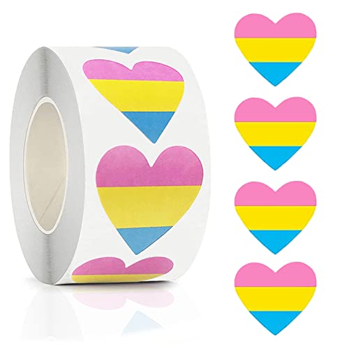 RHZXD Progress Pride Aufkleber, 500 Stück Wasserdichte Regenbogen Herz Sticker für LGBTQ, Pride Aufkleber für Paraden und Veranstaltungen von RHZXD