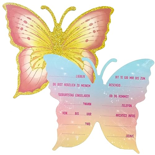 RHZXD 12 Stück Einladungskarten Kindergeburtstag Mädchen,Mädchen Schmetterling Party Einladung,mit Umschlägen und Schmetterling Aufkleber, für Kinder und Mädchen,für Geburtstage, Hochzeitsfeiern RHZXD 12 Stück Einladungskarten Kindergeburtstag Mädchen,Mädchen Schmetterling Party Einladung,mit Umschlägen und Schmetterling Aufkleber, für Kinder und Mädchen,für Geburtstage, Hochzeitsfeiern von RHZXD