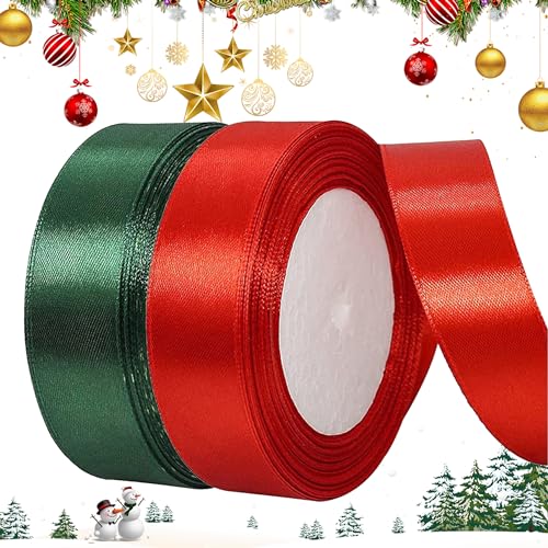 RHZXD Geschenkband Weihnachten, 2 Bände Schleifenband Weihnachten Rot Dunkelgrün Seidenband zum Basteln Geschenkverpackung, Dekoband für Weihnachtsdeko Geburtstag Party Christmas RHZXD Geschenkband Weihnachten, 2 Bände Schleifenband Weihnachten Rot Dunkelgrün Seidenband zum Basteln Geschenkverpackung, Dekoband für Weihnachtsdeko Geburtstag Party Christmas von RHZXD