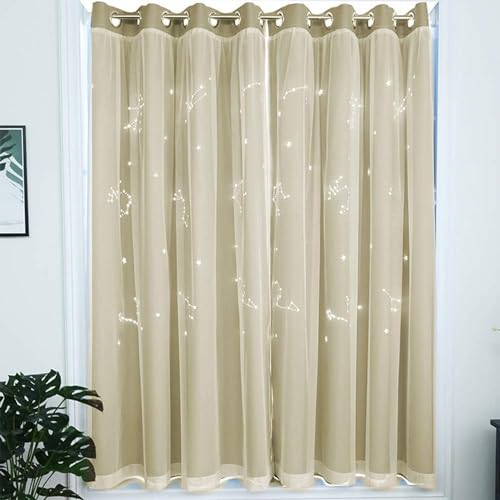 Verdunkelungsvorhang doppellagig/Spitzen-/SternVorhang halber Vorhang Vorhänge für Mädchenschlafzimmer, Thermovorhang für Schlafzimmer/Wohnzimmer/Balkon/VerdunkelungsVorhang 1 Stück, Hellgold B80 Verdunkelungsvorhang doppellagig/Spitzen-/SternVorhang halber Vorhang Vorhänge für Mädchenschlafzimmer, Thermovorhang für Schlafzimmer/Wohnzimmer/Balkon/VerdunkelungsVorhang 1 Stück, Hellgold B80 von RIAAJ