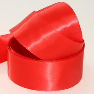 Doppelseitiges Satinband, 7 mm, 10 mm, 15 mm und 25 mm, 58 Farben, 1 m Schnittlänge (25 mm, Fizz Red Col835) von RIBBON WRITER