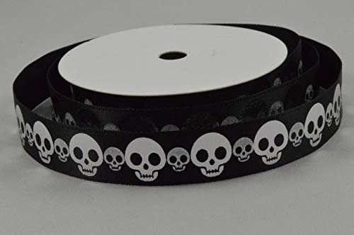 Halloween-Satinband mit Totenkopf-Druck, 15 mm x 1 m, von Rolle geschnitten von RIBBON WRITER