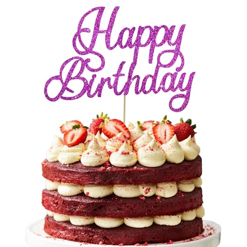 RIBBOOO 1-Pack Dunkelviolett Happy Birthday Tortendeko Cake Topper Geburtstag Kuchen Dekoration für Geburtstagsparty Papier-Kuchenaufsatz Jungen Mädchen Frauen und Männer RIBBOOO 1-Pack Dunkelviolett Happy Birthday Tortendeko Cake Topper Geburtstag Kuchen Dekoration für Geburtstagsparty Papier-Kuchenaufsatz Jungen Mädchen Frauen und Männer von RIBBOOO